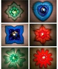 Plastic Diwali 12 Pcs Diya With 12 Pcs Wick And Holder Beautiful and Attractive Colorful Diya, Deepak for Deacute;cor Room, Temple, Garden-Multicolor-thumb1