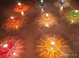 Plastic Diwali 12 Pcs Diya With 12 Pcs Wick And Holder Beautiful and Attractive Colorful Diya, Deepak for Deacute;cor Room, Temple, Garden-Multicolor-thumb2