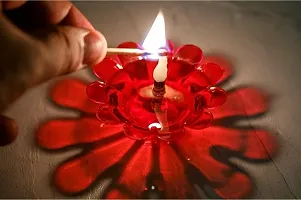 3D Reflection Diya For Daily Prayer  Reusable, Multi Colour for Home Decoration Plastic (Pack of 12) 12 Pcs Wick And Holder-thumb1