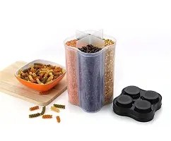 Combo Pack 4 Section Unbreakable Air Tight Plastic Kitchen Storage Container-2400ml Plastic Grocery Container-Black(1 Pcs)-thumb4