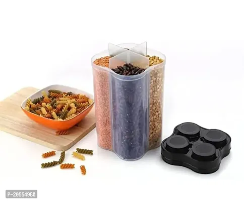 Combo Pack 4 Section Unbreakable Air Tight Plastic Kitchen Storage Container-2400ml Plastic Grocery Container-Black(1 Pcs)-thumb5