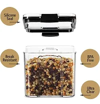 Combo Pack Plastic Lock And Lock Square White Lid Container for Kitchen Dried Masala Storage Jar, Honey Jar 700ml-Black(4 Pcs)-thumb1