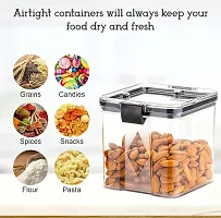 Combo Pack Plastic Lock And Lock Square White Lid Container for Kitchen Dried Masala Storage Jar, Honey Jar 700ml-Black(4 Pcs)-thumb2