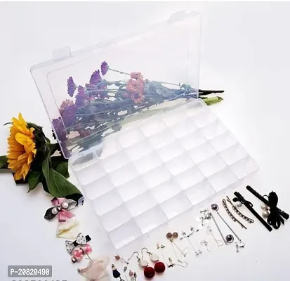 Combo Pack  Vanity Box 36 Grid Cells Multipurpose Clear Transparent Plastic Storage Box with Removable Dividers Jewellery Box Organizer Storage Container(2 Pcs)-thumb5