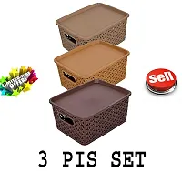 Plastic Basket Perfect Storage Solution For Bedrooms, Bathrooms, Office, Kitchen, Cupboard, Utility Rooms(Multicolor 3 Pcs) And Samosa, Laddu, Ghughara,Kachori Mold For Kitchen(4 Pcs)-thumb3