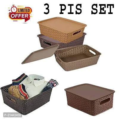 Plastic Basket Perfect Storage Solution For Bedrooms, Bathrooms, Office, Kitchen, Cupboard, Utility Rooms(Multicolor 3 Pcs) And Samosa, Laddu, Ghughara,Kachori Mold For Kitchen(4 Pcs)-thumb2