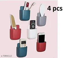 Plastic Storage Basket  for Kitchen  Home Organizer Box for Wardrobe, Fruits Vegetables, Toys, Stationary Item Multicolor(3 Pcs) And Free And Self-Adhesive Mobile Holder Key for Wall(2 Pcs)-thumb1