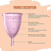 Silicone Reusable Menstrual Cup for Women  Medium Size with Pouch  Ultra Soft, Odour  Rash Free 100% Medical Grade Silicone, No Leakage, Protection for Up to 8-10 Hours-Pink(1 Pcs)-thumb1