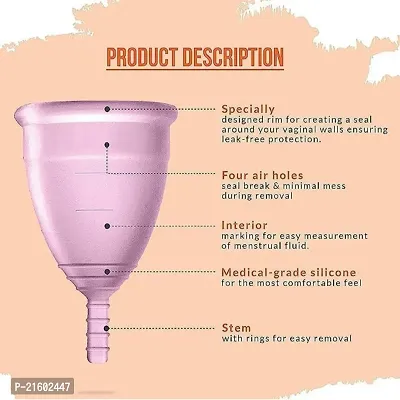 Silicone Reusable Menstrual Cup for Women  Medium Size with Pouch  Ultra Soft, Odour  Rash Free 100% Medical Grade Silicone, No Leakage, Protection for Up to 8-10 Hours-Pink(1 Pcs)-thumb2