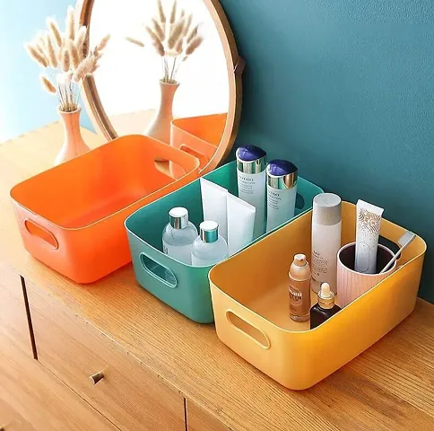 Multipurpose Storage Basket for Family Room, Kid's Room, Kitchen, Laundry Area, Bathroom, Bedroom, Home, Office-Multicolor(3 Pcs)