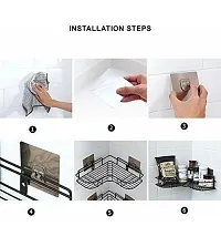 Combo Pack Self-Adhesive Shelves for Corner Walls for Bathroom, Kitchen Organizer with Magic Sticker (Black-3 Pcs)-thumb1