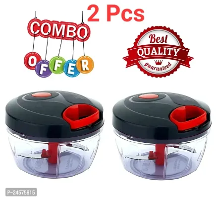 Combo Pack Multipurpose Hand Chopper Versatile Kitchen Gadget is great for Dicing Mincing  Crushing Garlic Onion Tomato Fruit Nuts Herbs Vegetables-Grey(2 Pcs)-thumb0