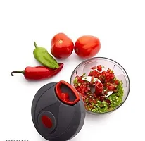 Combo Pack Multipurpose Hand Chopper Versatile Kitchen Gadget is great for Dicing Mincing  Crushing Garlic Onion Tomato Fruit Nuts Herbs Vegetables-Grey(2 Pcs)-thumb1