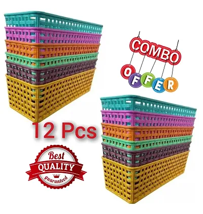 Combo Pack Home Organiser Box for Wardrobe Storage Basket, Shelf Basket, Closet, Desk, Drawer Organizer for Nursery, Home Pack of 12(Multicolor)