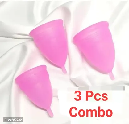Combo Pack Collapsible Silicone Cup Foldable Sterilizing Container Cup for Menstrual Cup, Reusable Menstrual Cup for Woman - Small (Pink Pack of 3)-thumb0