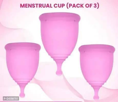Combo Pack Reusable Menstrual Cup for Women with an easy-to-use Portable Sterilising Container, 100% Medical Grade Silicone-Pink(3 Pcs)-thumb0