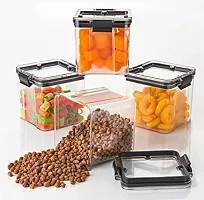 Combo Pack Transparent Kitchen Food Storage Container With Airtight Lock Lid, Vegetable, Food, Fruits Basket Unbreakable Kitchen Storage-Black(700 ML, Pack of 8)-thumb3