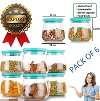 Combo Pack Matuki Unbreakable Plastic Jar for Storage Flour, Sugar, Coffee, Tea, Snacks Plastic Container BPA Free 900ML of 6 Pcs Set-Blue-thumb1