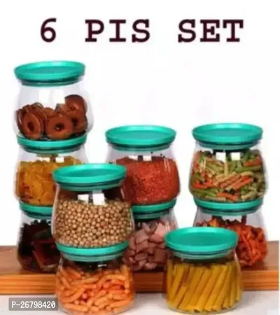 Matuki Stackable Air Tight Plastic Dabba Space Saver Snacks Nuts Dry Fruits Mithai Dal Cereals Pulses Spices 900ML of 6 Pcs Set-Blue-thumb0