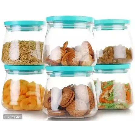 Matuki Stackable Air Tight Plastic Dabba Space Saver Snacks Nuts Dry Fruits Mithai Dal Cereals Pulses Spices 900ML of 6 Pcs Set-Blue-thumb4