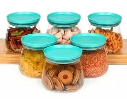Matuki Stackable Air Tight Plastic Dabba Space Saver Snacks Nuts Dry Fruits Mithai Dal Cereals Pulses Spices 900ML of 6 Pcs Set-Blue-thumb1