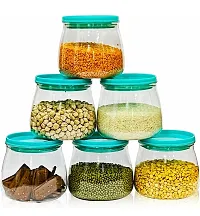 Matuki Stackable Air Tight Plastic Dabba Space Saver Snacks Nuts Dry Fruits Mithai Dal Cereals Pulses Spices 900ML of 6 Pcs Set-Blue-thumb2