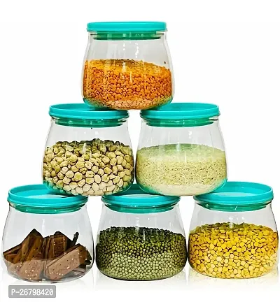 Matuki Stackable Air Tight Plastic Dabba Space Saver Snacks Nuts Dry Fruits Mithai Dal Cereals Pulses Spices 900ML of 6 Pcs Set-Blue-thumb3