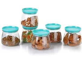 Combo Pack Plastic Matuki Container 6 Pcs Set Perfect for Storing Rice, Dal, Pulses, Cereals, Baking Supplies, Oats, Pasta, Nuts, Dry fruits-Blue-thumb1