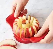 Combo Pack Plastic  Stainless Steel Apple Cutter Slicer with 8 Blades | Apple Splitter Corer-Red(2 Pcs)-thumb3