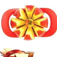 Combo Pack Plastic  Stainless Steel Apple Cutter Slicer with 8 Blades | Apple Splitter Corer-Red(2 Pcs)-thumb2