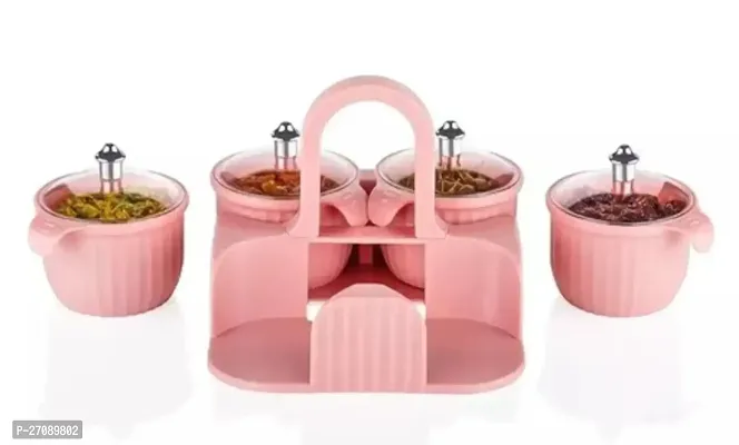 Stylish Dry Fruit Box 4 Pcs Jar Set Aachar Pickle Container Mukhwas Tray Dining Spice Stand Plastic Chocolate Mouth Freshener Sweets Masala Storage For Gift Home kitchen (Pink 1 Pcs)-thumb3