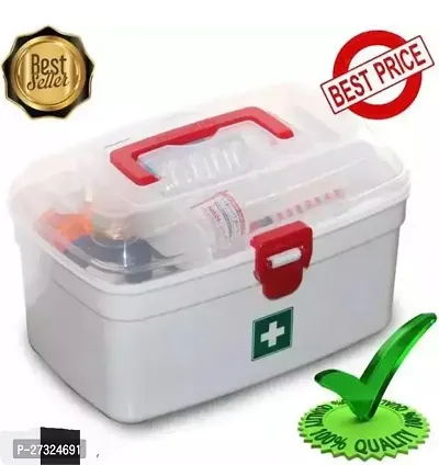 Medical Box, 1 Piece, White | Emergency Medical Box | Medicine Storage Box | Emergency Cabinet Organizer | Detachable Tray Medical Box | Medicine Organizer | Indoor Outdoor Medical Utility(1 Pcs)-thumb0