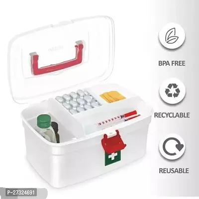 Medical Box, 1 Piece, White | Emergency Medical Box | Medicine Storage Box | Emergency Cabinet Organizer | Detachable Tray Medical Box | Medicine Organizer | Indoor Outdoor Medical Utility(1 Pcs)-thumb2