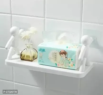 Self-Adhesive Cute Wall Hanging Bathroom Storage Rack Bathroom Shelf for Wall Mounted Bookshelf Office Shelves-White(1 Pcs)