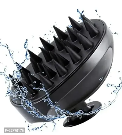 Handheld Scalp Massager Shampoo Brush, Hair Washing Brush Silicone Head Body Massager Brush-Black(1 Pcs)-thumb0