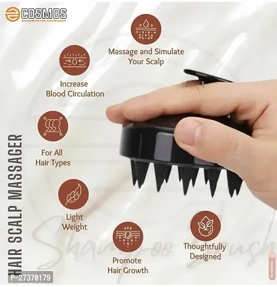 Handheld Scalp Massager Shampoo Brush, Hair Washing Brush Silicone Head Body Massager Brush-Black(1 Pcs)-thumb3