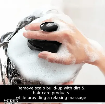Handheld Scalp Massager Shampoo Brush, Hair Washing Brush Silicone Head Body Massager Brush-Black(1 Pcs)-thumb4