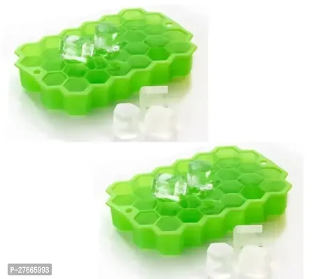 Silicone Flexible Ice Cube Honeycomb Tray for Chocolate, Cake, Chilled Drinks Reusable Ice Cube Trays-Green-2 Pcs
