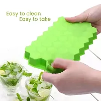 Silicone Flexible Ice Cube Honeycomb Tray for Chocolate, Cake, Chilled Drinks Reusable Ice Cube Trays-Green-2 Pcs-thumb2