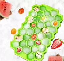 Silicone Flexible Ice Cube Honeycomb Tray for Chocolate, Cake, Chilled Drinks Reusable Ice Cube Trays-Green-2 Pcs-thumb3