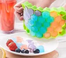 Silicone Flexible Ice Cube Honeycomb Tray for Chocolate, Cake, Chilled Drinks Reusable Ice Cube Trays-Green-2 Pcs-thumb1