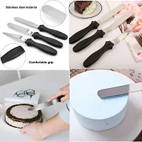 Wishku Cake Tools Round Easy Rotate Turntable and  8 Pcs Black Measuring Cups 3 pc Knife Set and High Quality Cake Smoother Kitchen Tool Set Multicolor-thumb1