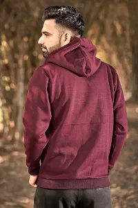 Comfortable Maroon Fleece Hoodies For Men-thumb1