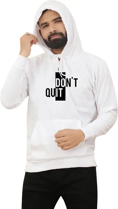 Regular Fit Full Sleeves Hooded Neck Big Dont Quit Winter Wear Casual Sweatshirt Hoodie for Men