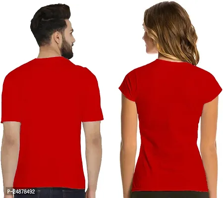 Elegant Red Cotton  Tshirt For Couple-thumb2