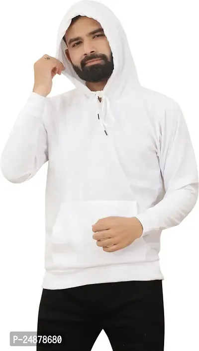 Comfortable White Fleece Hoodies For Men-thumb3
