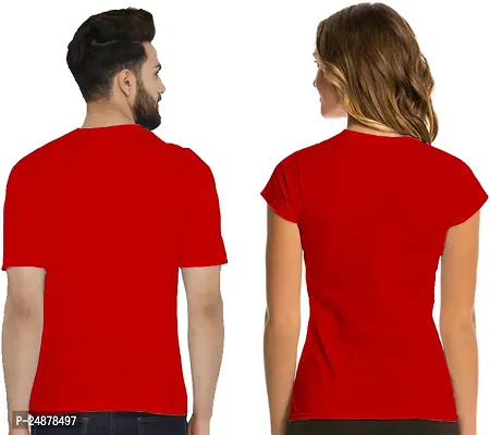 Elegant Red Cotton  Tshirt For Couple-thumb3