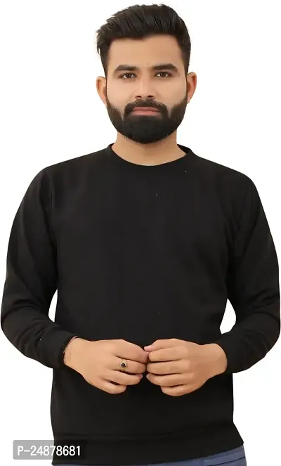 Comfortable Black Fleece Sweatshirt For Men