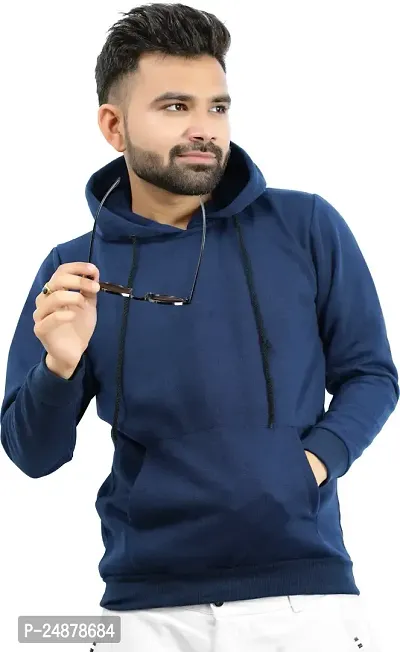 Comfortable Blue Fleece Hoodies For Men