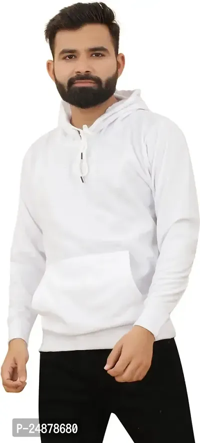 Comfortable White Fleece Hoodies For Men-thumb0